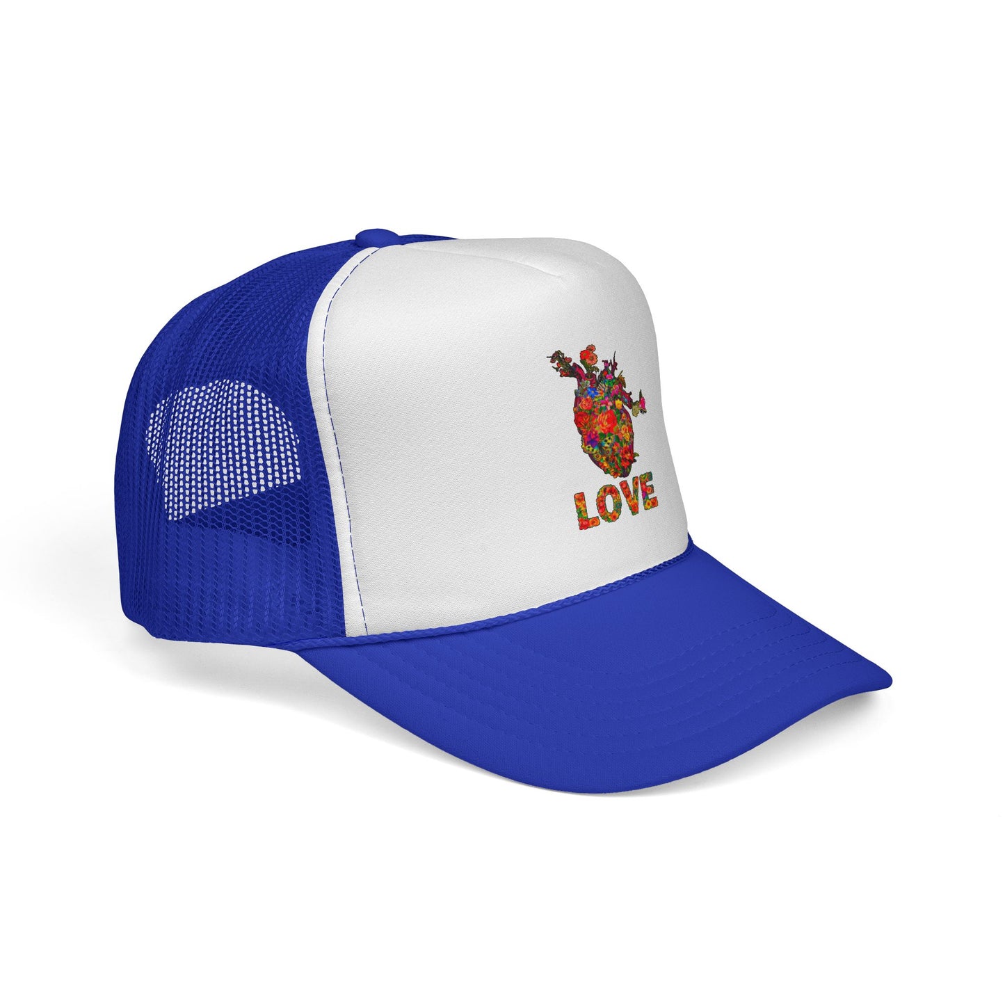Trucker Cap - Floral Heart Anatomical Design with 'LOVE'