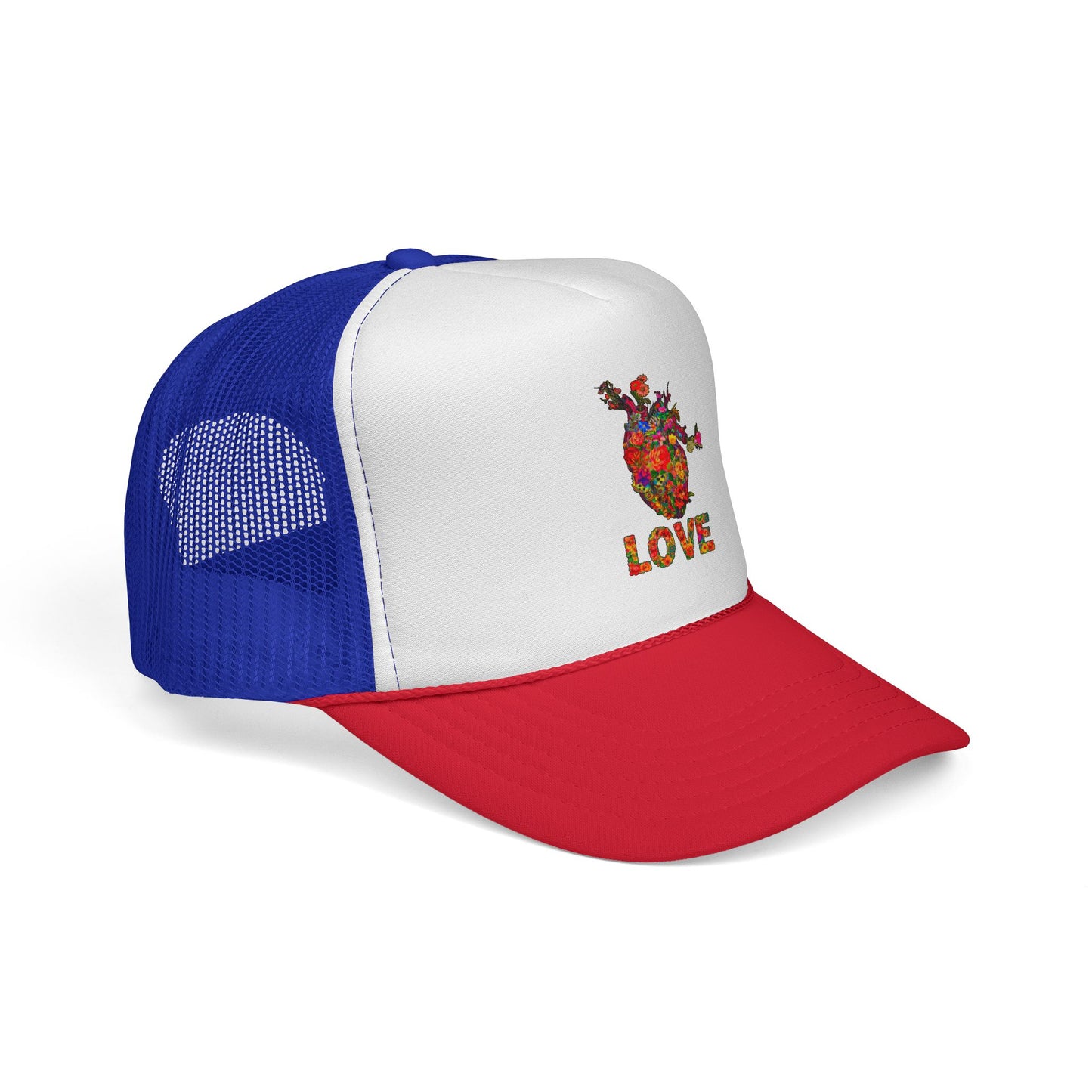 Trucker Cap - Floral Heart Anatomical Design with 'LOVE'