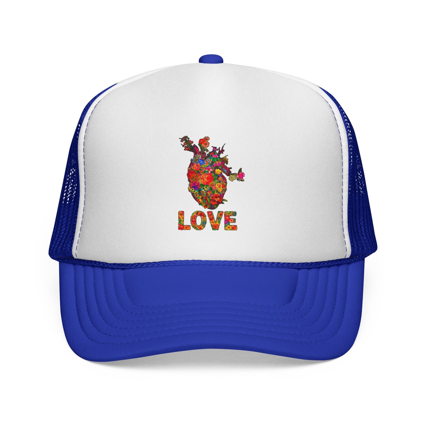 Trucker Cap - Floral Heart Anatomical Design with 'LOVE'