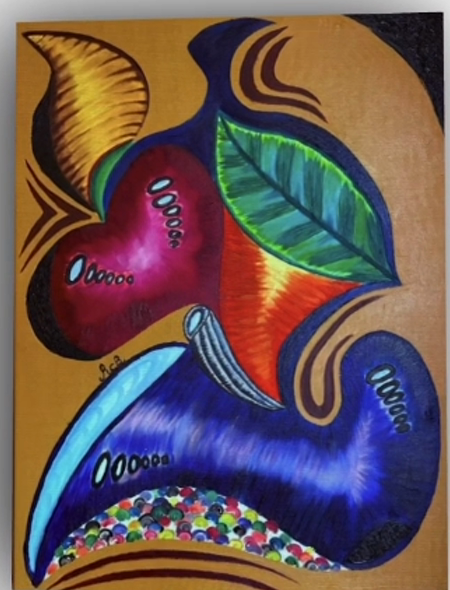 Front view of Rhythm in Color, original abstract painting by Beckykreyasyon, 18 by 24 inches